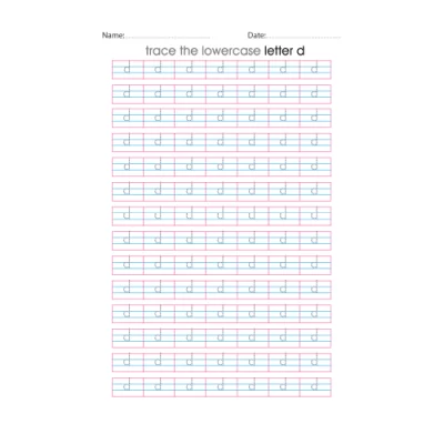 Lowercase Letter d Tracing Worksheets