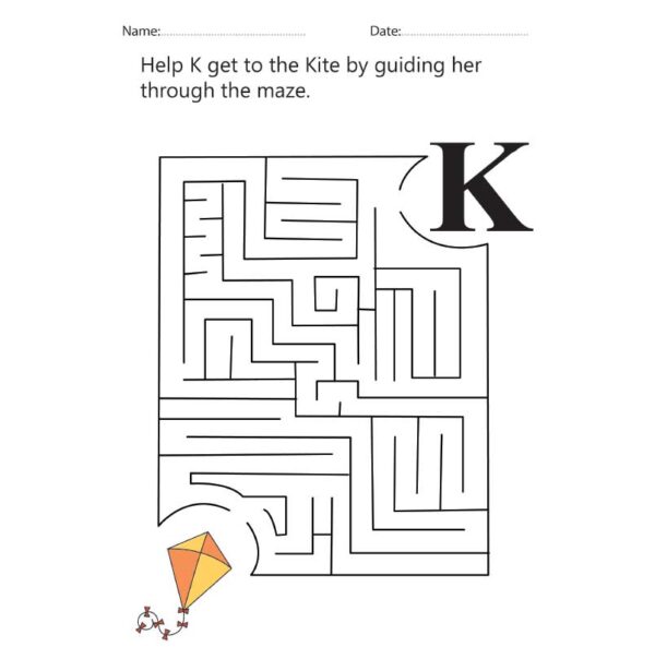 Letter K Maze Worksheet