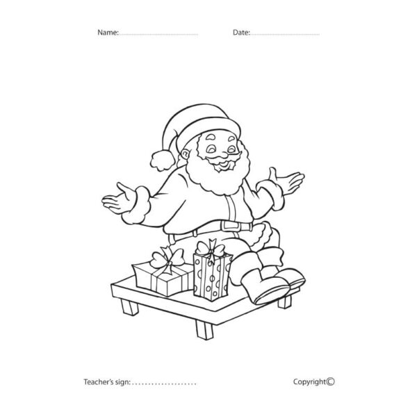 Sitting Santa coloring worksheet