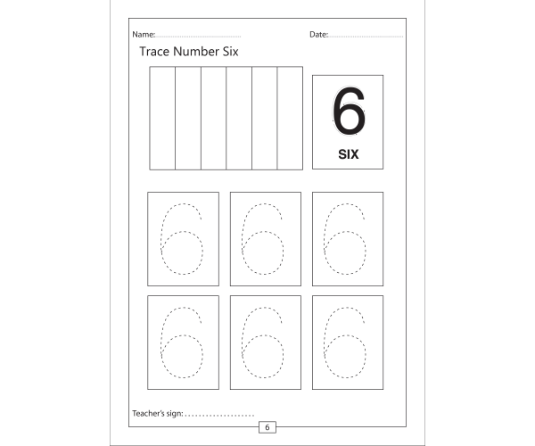 Trace Number 6 Worksheet