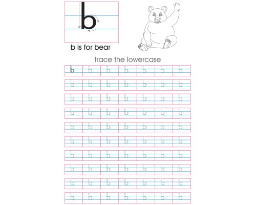 Lowercase b handwriting with arrows worksheet