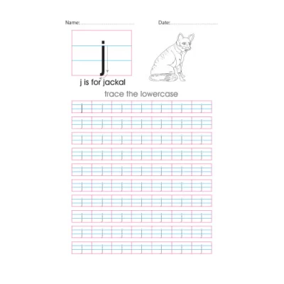 Lowercase j handwriting with arrows worksheet