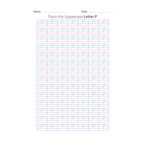Uppercase Letter P Tracing Worksheets
