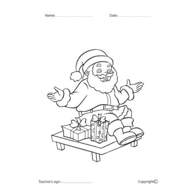 Sitting Santa coloring worksheet