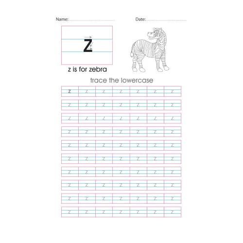 Lowercase z handwriting with arrows worksheet
