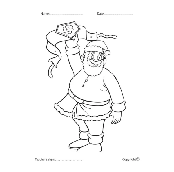 Santa with Winning Belt Coloring Worksheet