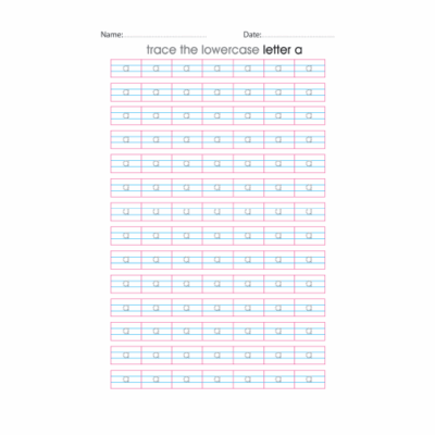 Lowercase Letter a Tracing Worksheets