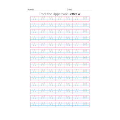 Uppercase Letter W Tracing Worksheets