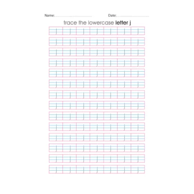 Lowercase Letter j Tracing Worksheets