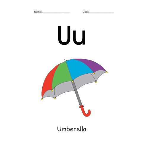 Letter U Identification colorful worksheet