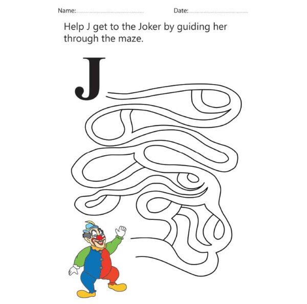 Letter J Maze Worksheet