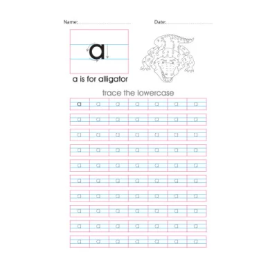 Lowercase A handwriting with arrows worksheet