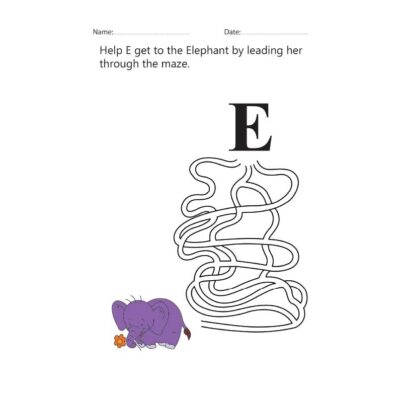 Letter E Maze Worksheet