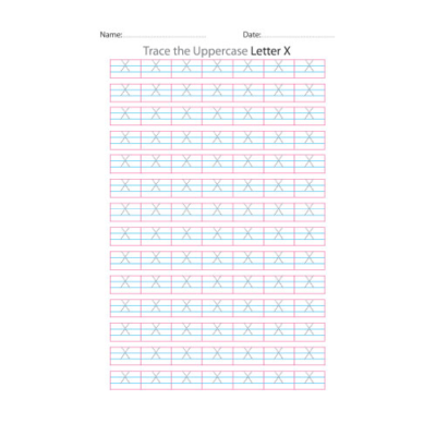 Uppercase Letter X Tracing Worksheets