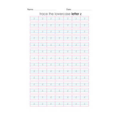 Lowercase Letter z Tracing Worksheets