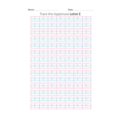 Uppercase Letter E Tracing Worksheets