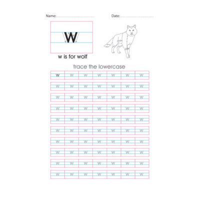 Lowercase w handwriting with arrows worksheet