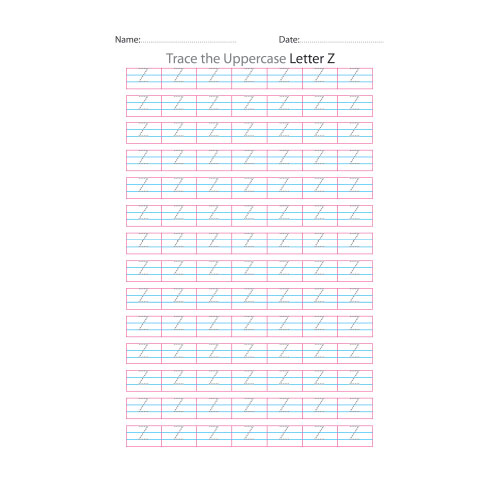 Uppercase Letter Z Tracing Worksheets