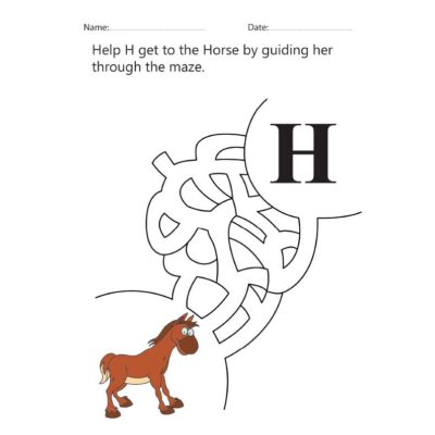 Letter H Maze Worksheet
