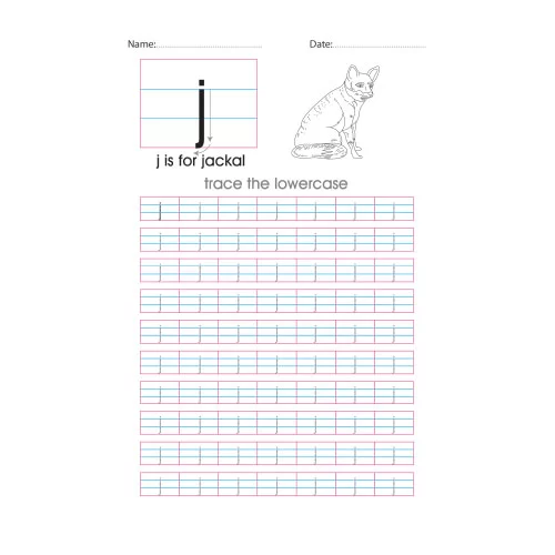 Lowercase j handwriting with arrows worksheet