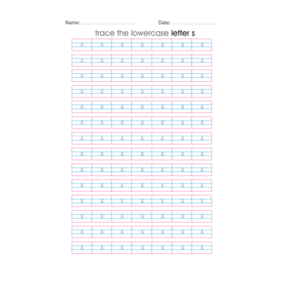 Lowercase Letter s Tracing Worksheets