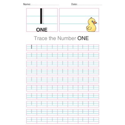 Number 1  Tracing Worksheet