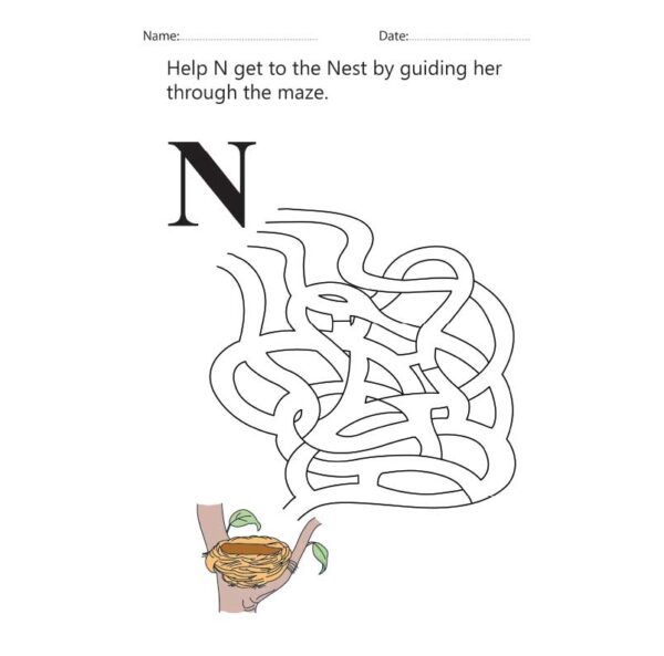 Letter N Maze Worksheet