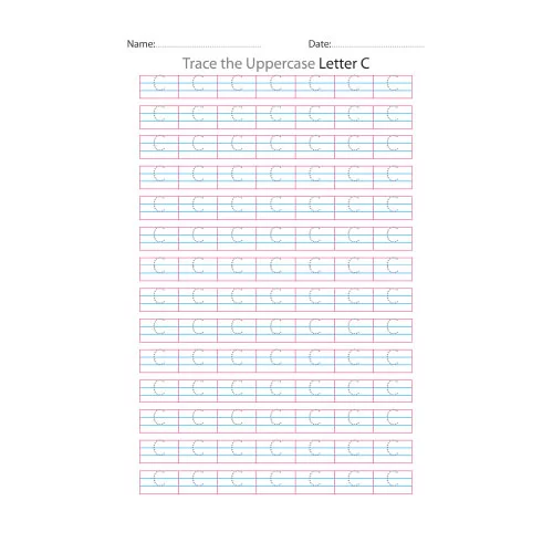 Uppercase Letter C Tracing Worksheets