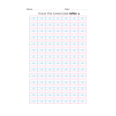 Lowercase Letter u Tracing Worksheets