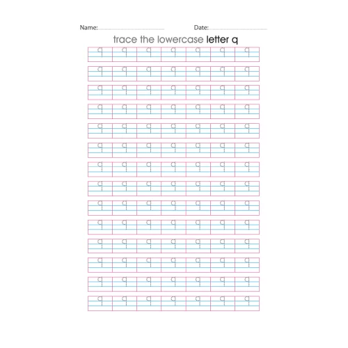 Lowercase Letter q Tracing Worksheets