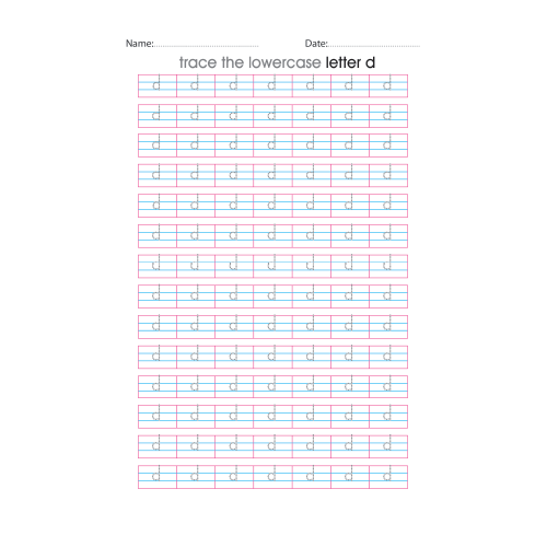 Lowercase Letter d Tracing Worksheets