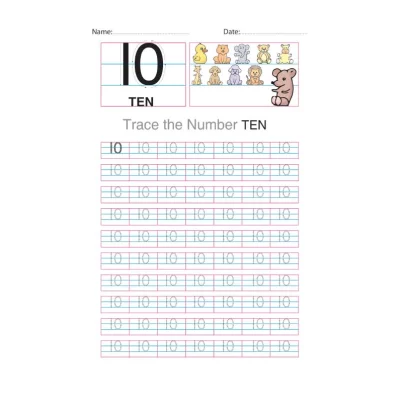 Number 10 Tracing Worksheet